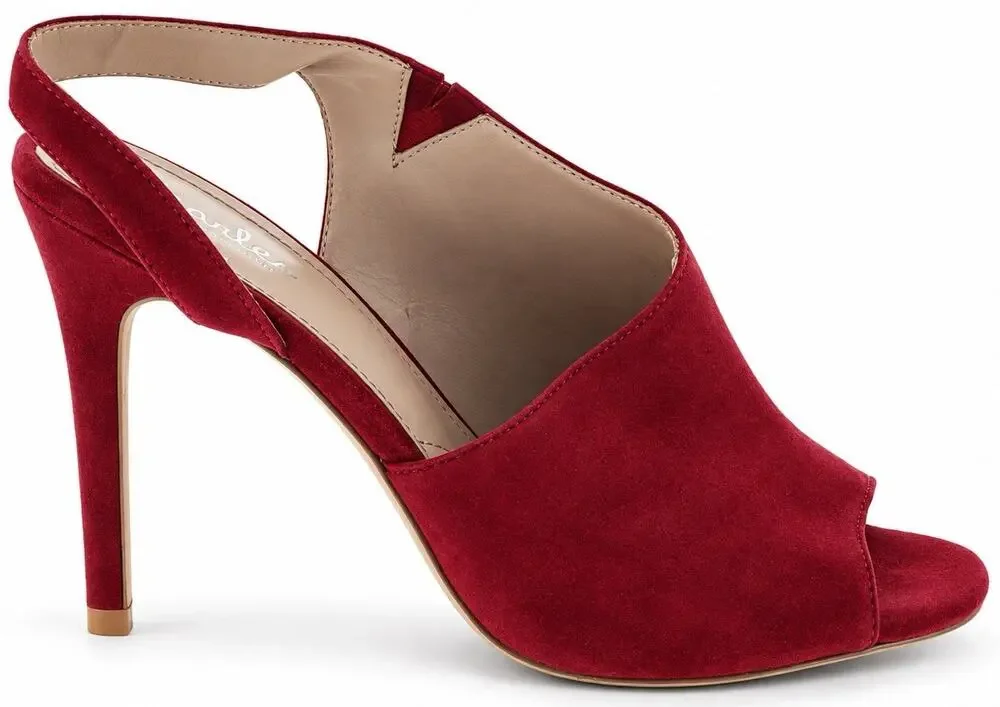 Charles David Women’s Sz 7 Burgundy Red Suede Peep Toe Slingback High Heel Pumps